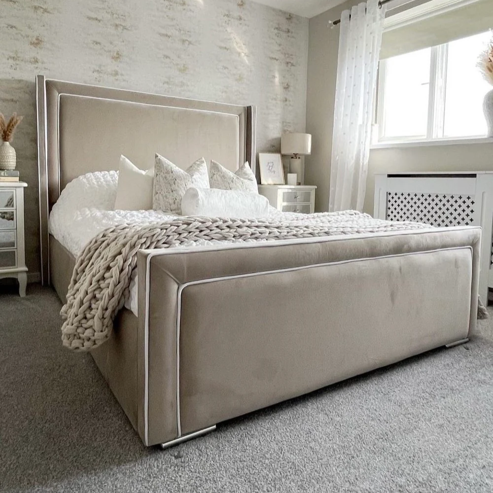 Lorenzo Luxury velvet Bed Frame with Storage option available