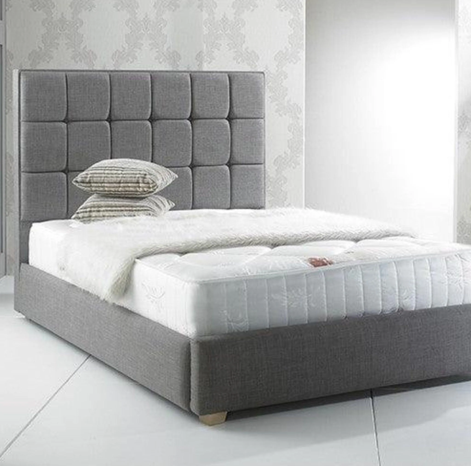 Square Luxury velvet Bed Frame with Storage option available