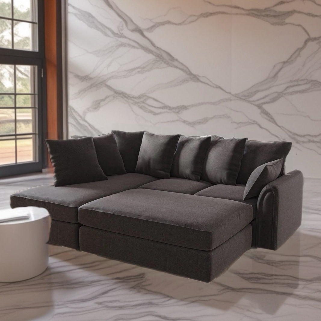 Windsor Luxe Velvet Left Side Cinema Sofa with Matching Footstool