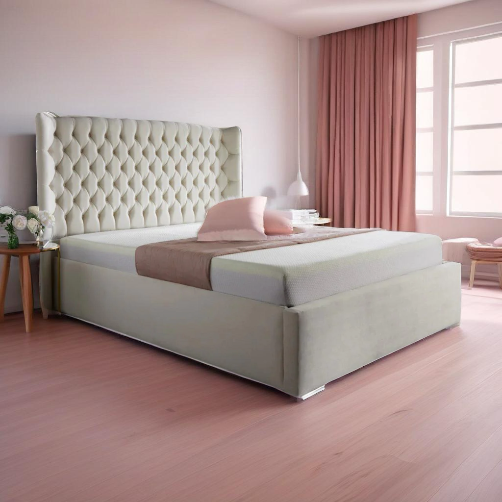 Amelia Chesterfield Wing Bed Frame with Storage option available