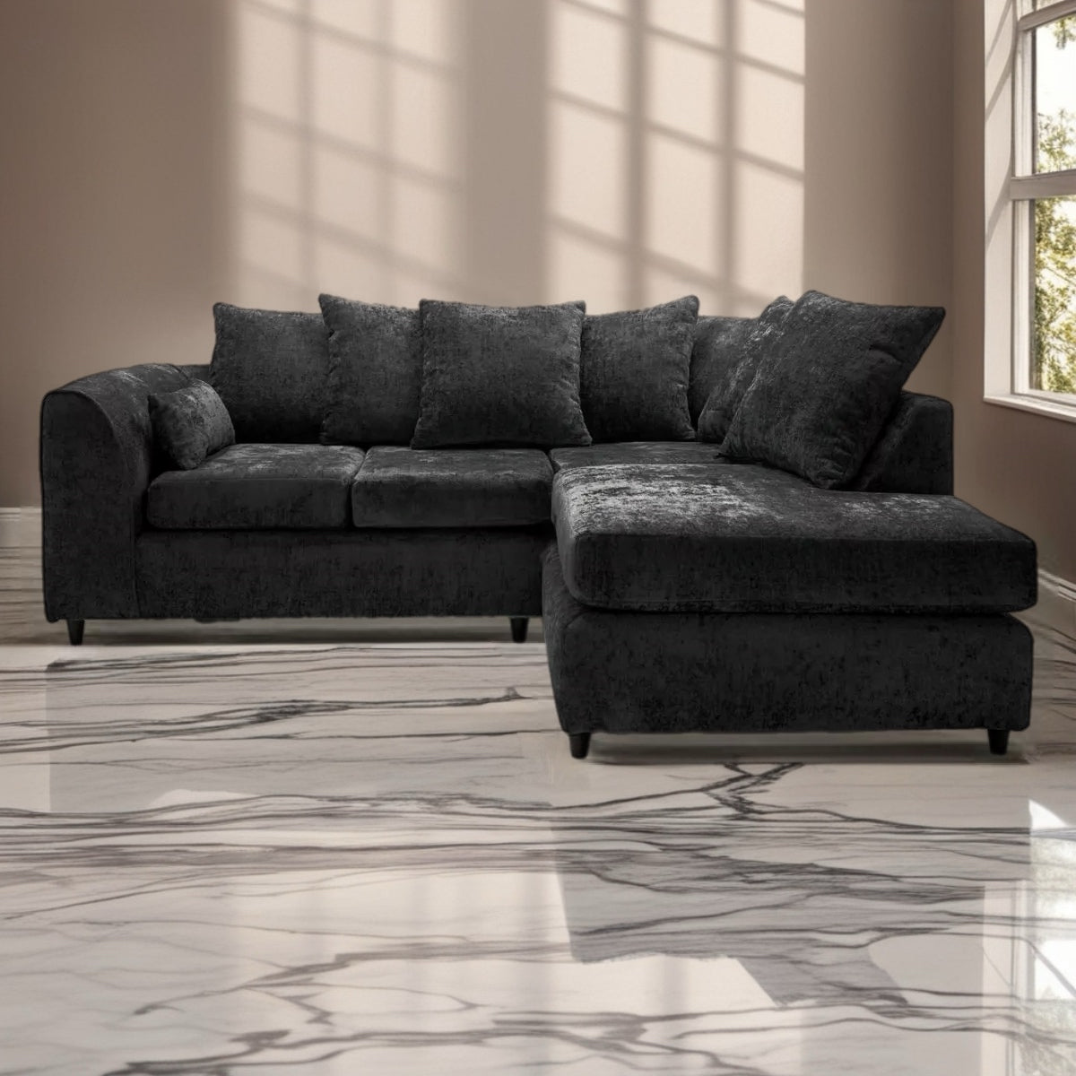 Dylan Luxe Velvet Right side Corner L Shape Sofa