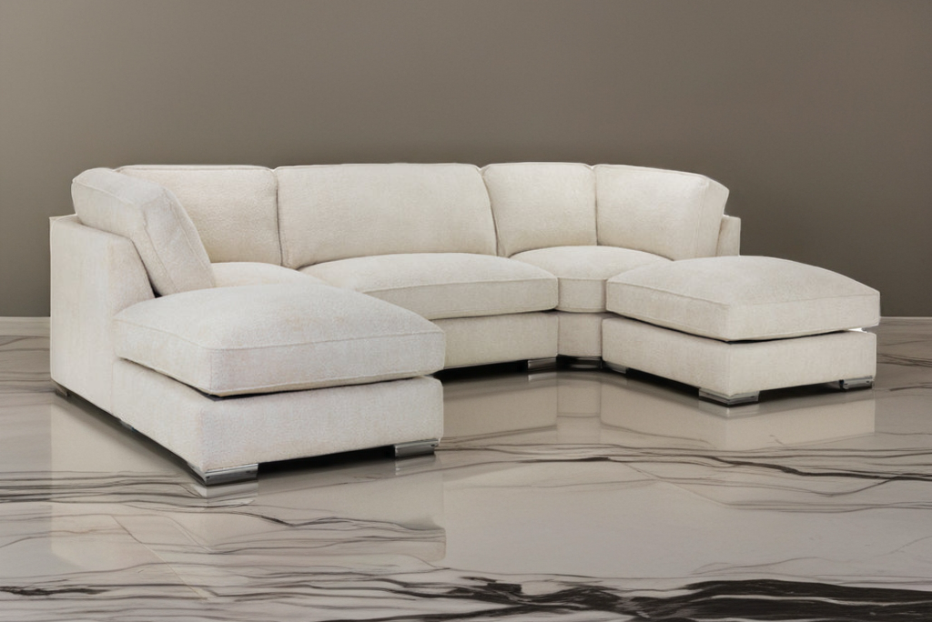 Belgravia Luxe Velvet Corner L/U Shape Sofa With 2 Sectional Footstools.