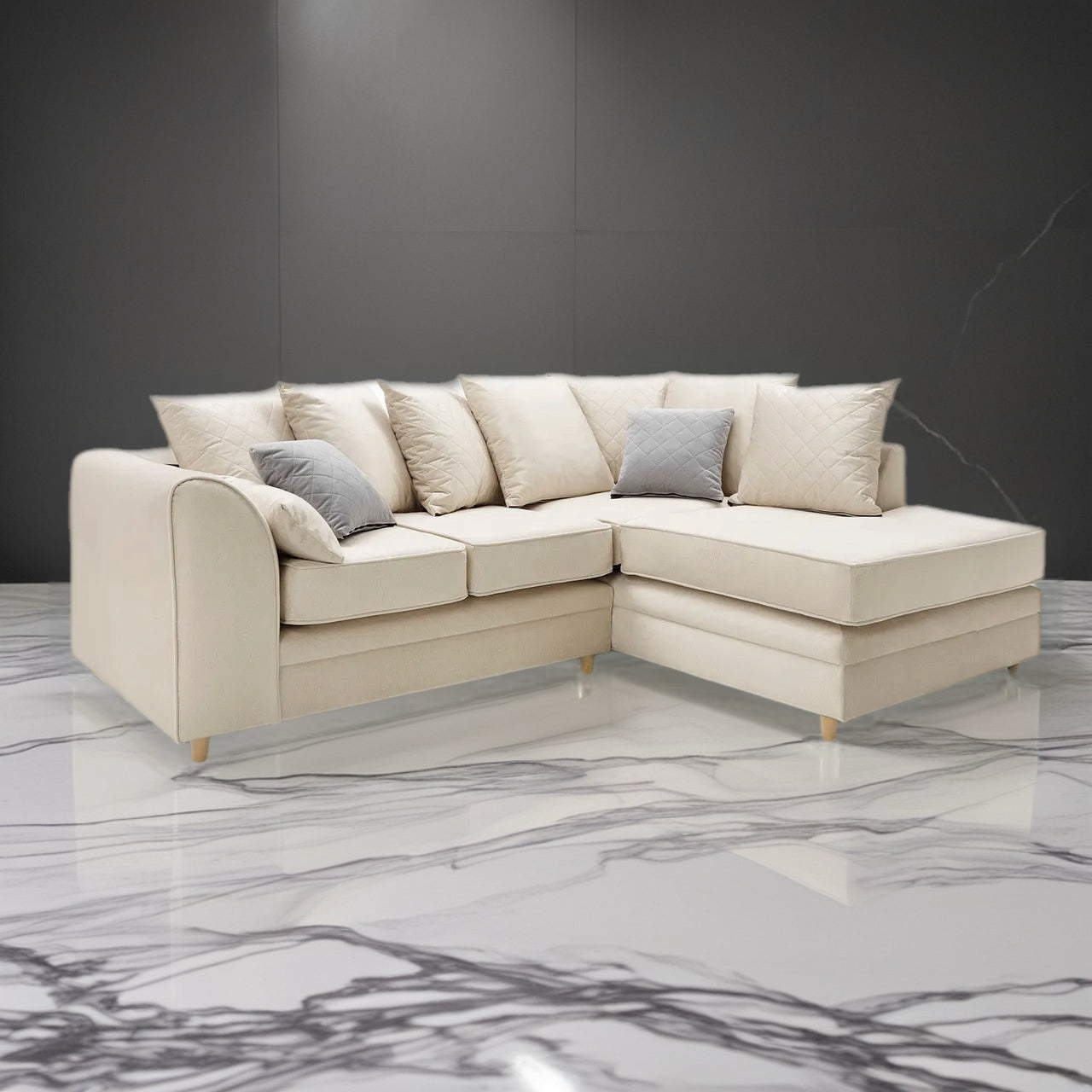 Chicago Luxe Velvet Right side Corner L Shape Sofa