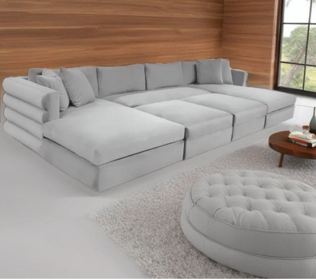 Isabella Extra Large Luxury Velvet sectional cinema Sofa with ottoman storage.