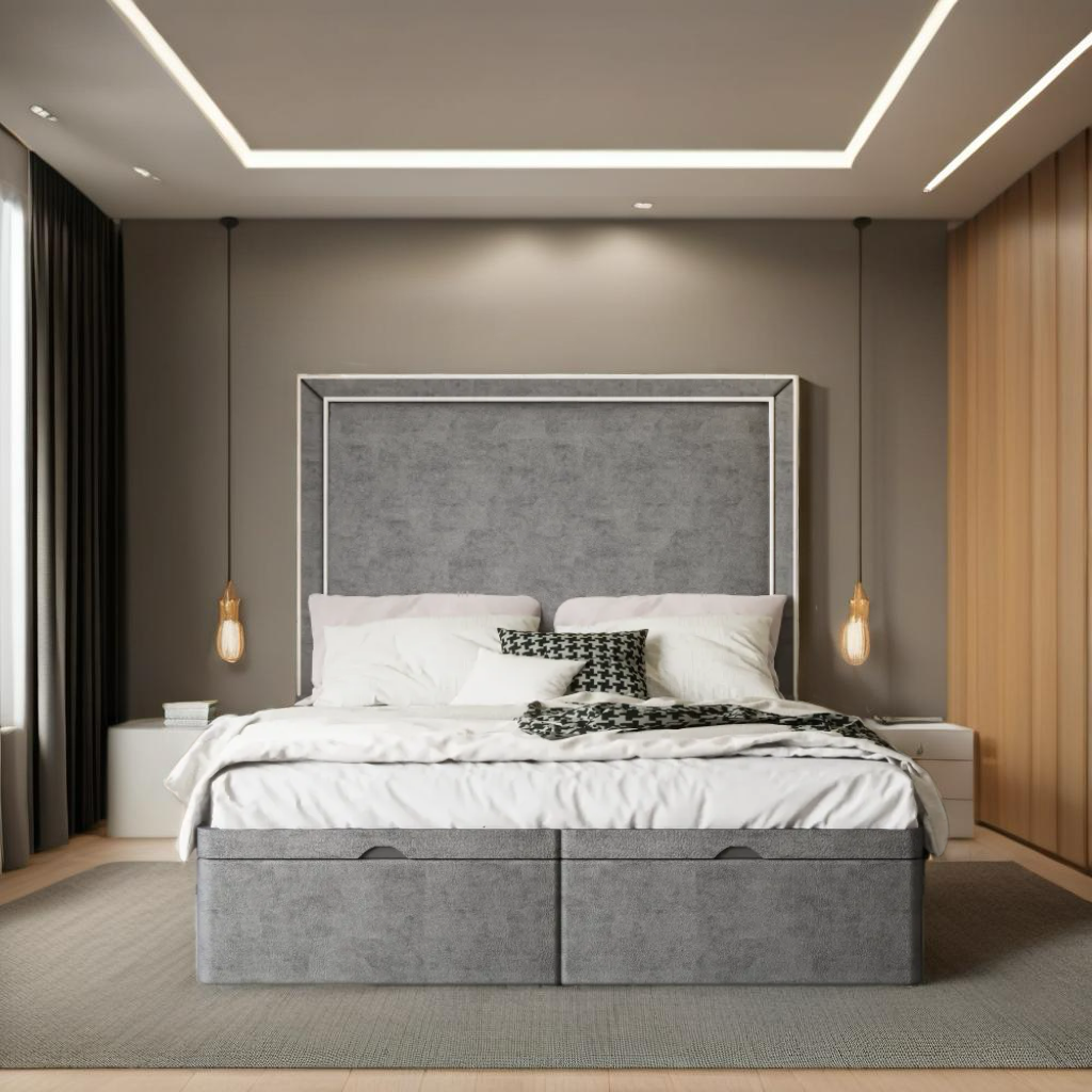 Piping Divan bed frame with ottoman storage option available