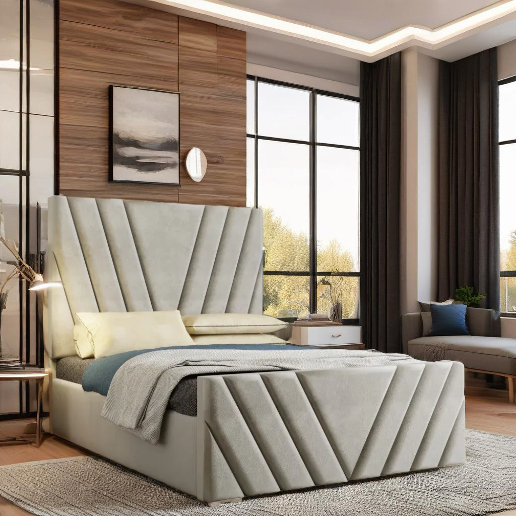 Victoria V Lined Designer Bed frame with storage option available