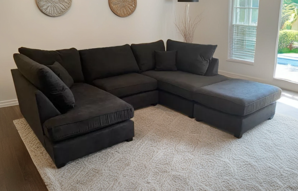 Carnby Luxe Velvet corner Cinema Sofa with sectional footstool