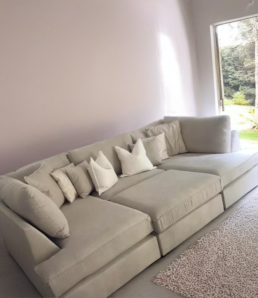 Carnby Luxe Velvet corner Cinema Sofa with sectional footstool