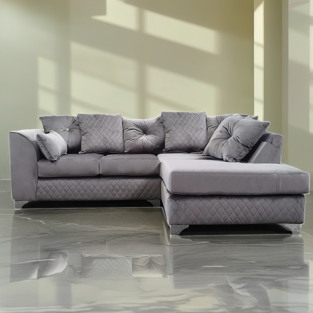 Victoria Luxe Velvet Right side Corner L Shape Sofa