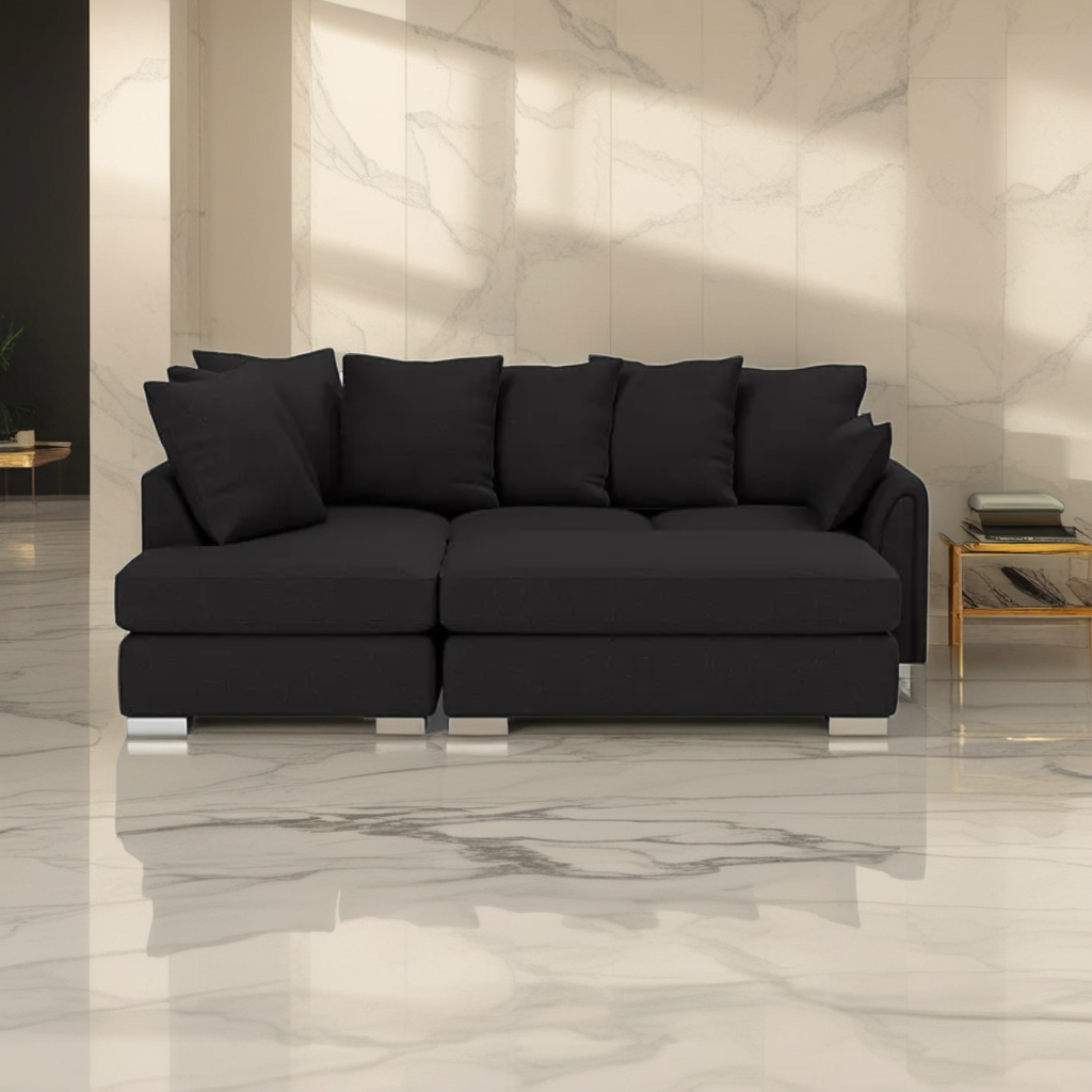 Windsor Luxe Velvet Left Side Cinema Sofa with Matching Footstool