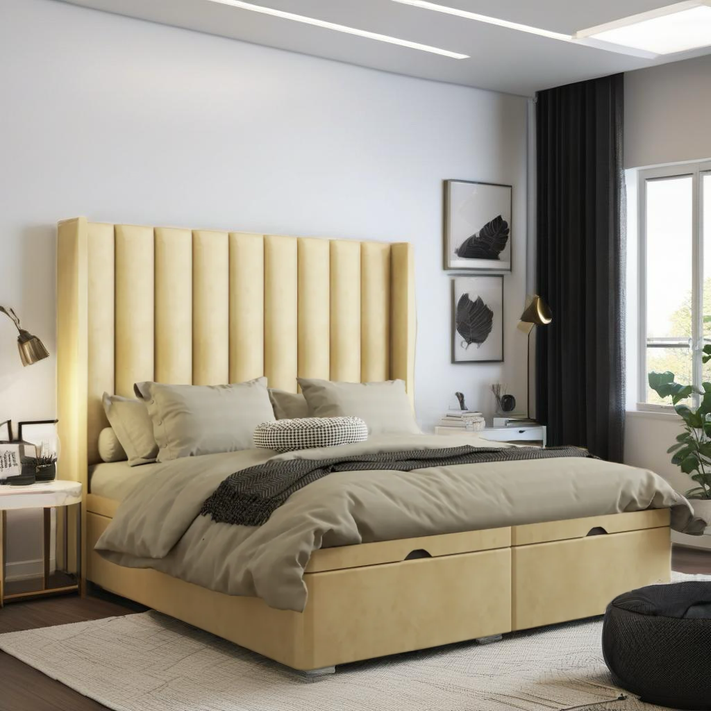 Cidra wing divan bed frame with ottoman storage option available