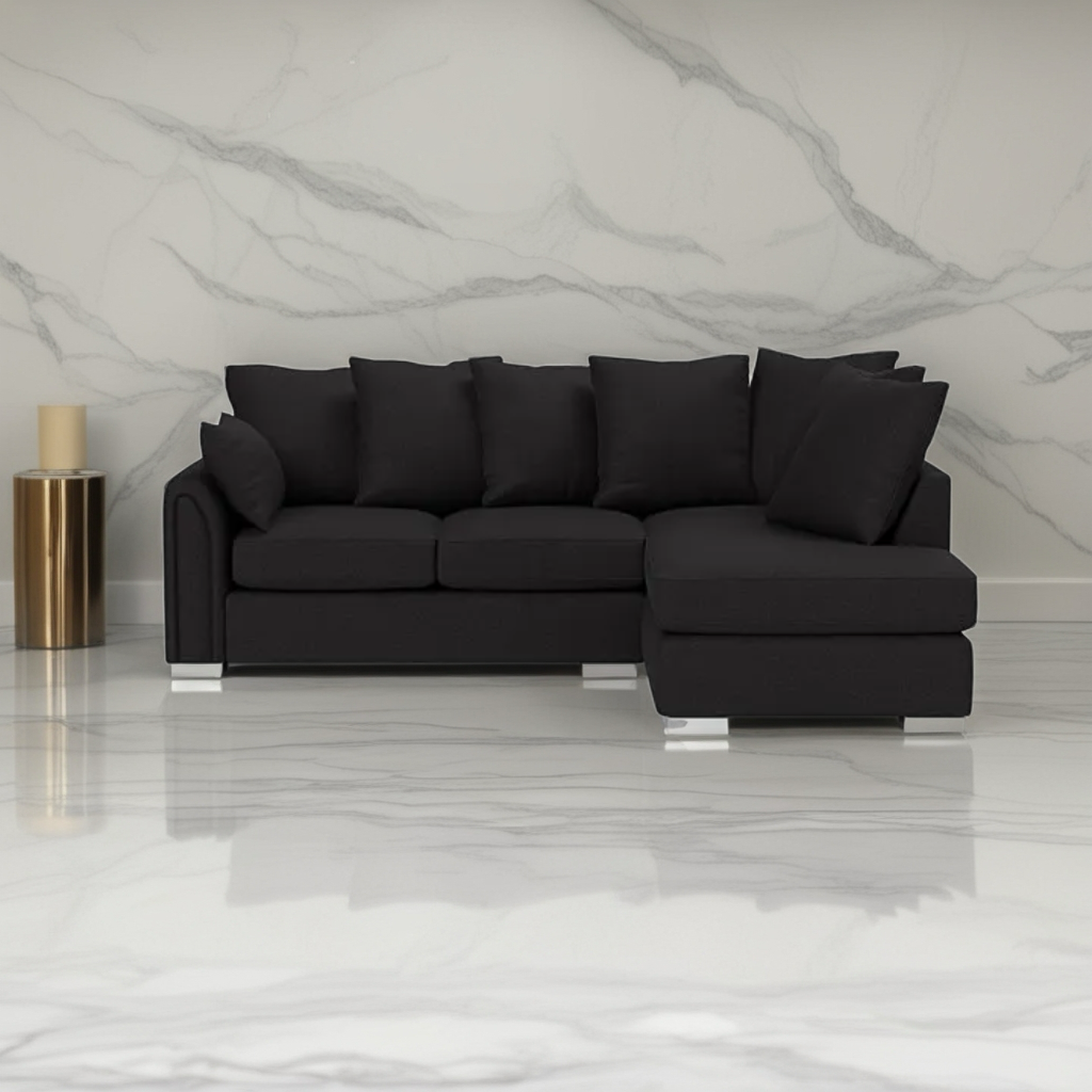 Windsor Luxe Velvet Right Side Cinema Sofa with Matching Footstool