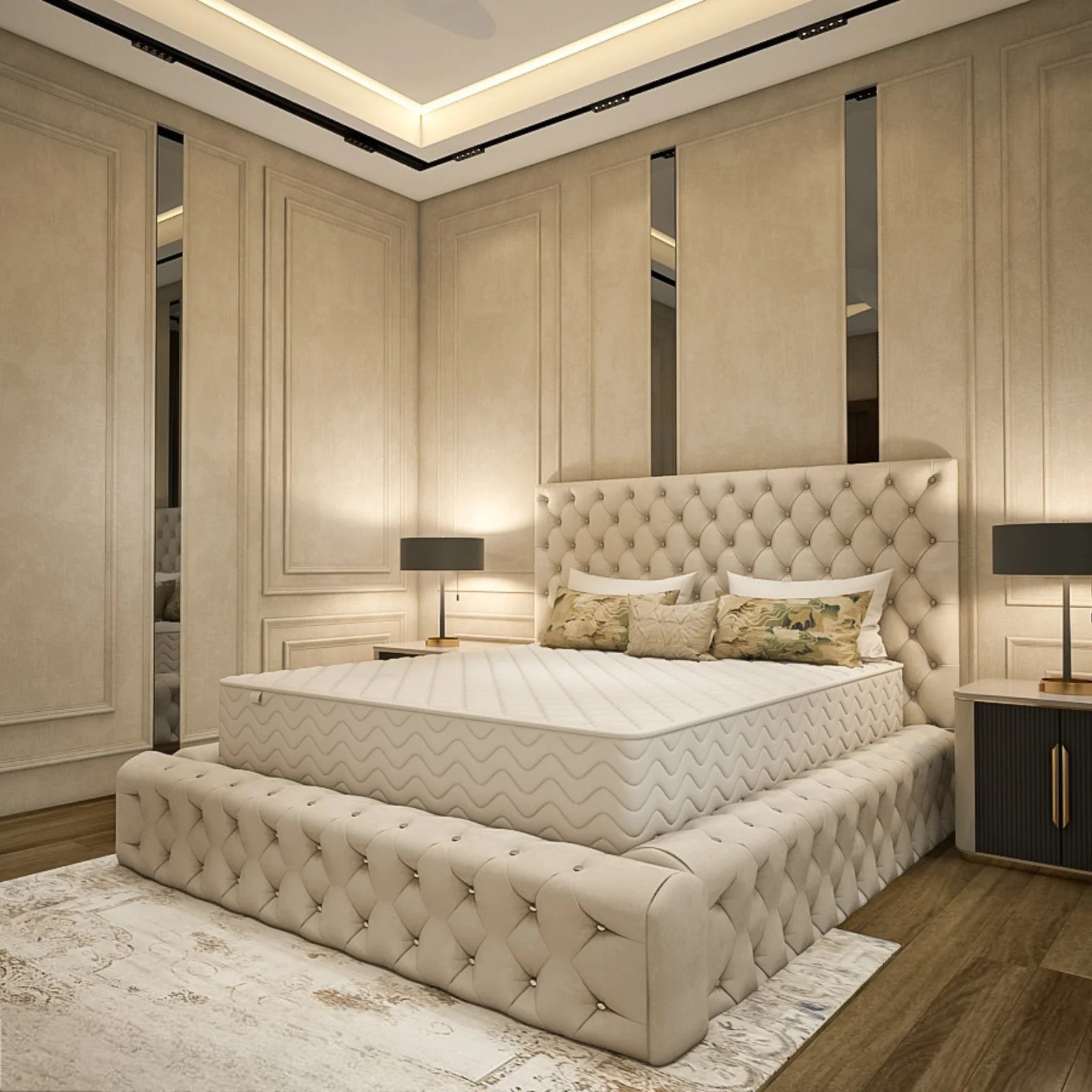 Luxurious Ambassador Chesterfield Velvet Bed Frame with Storage option available