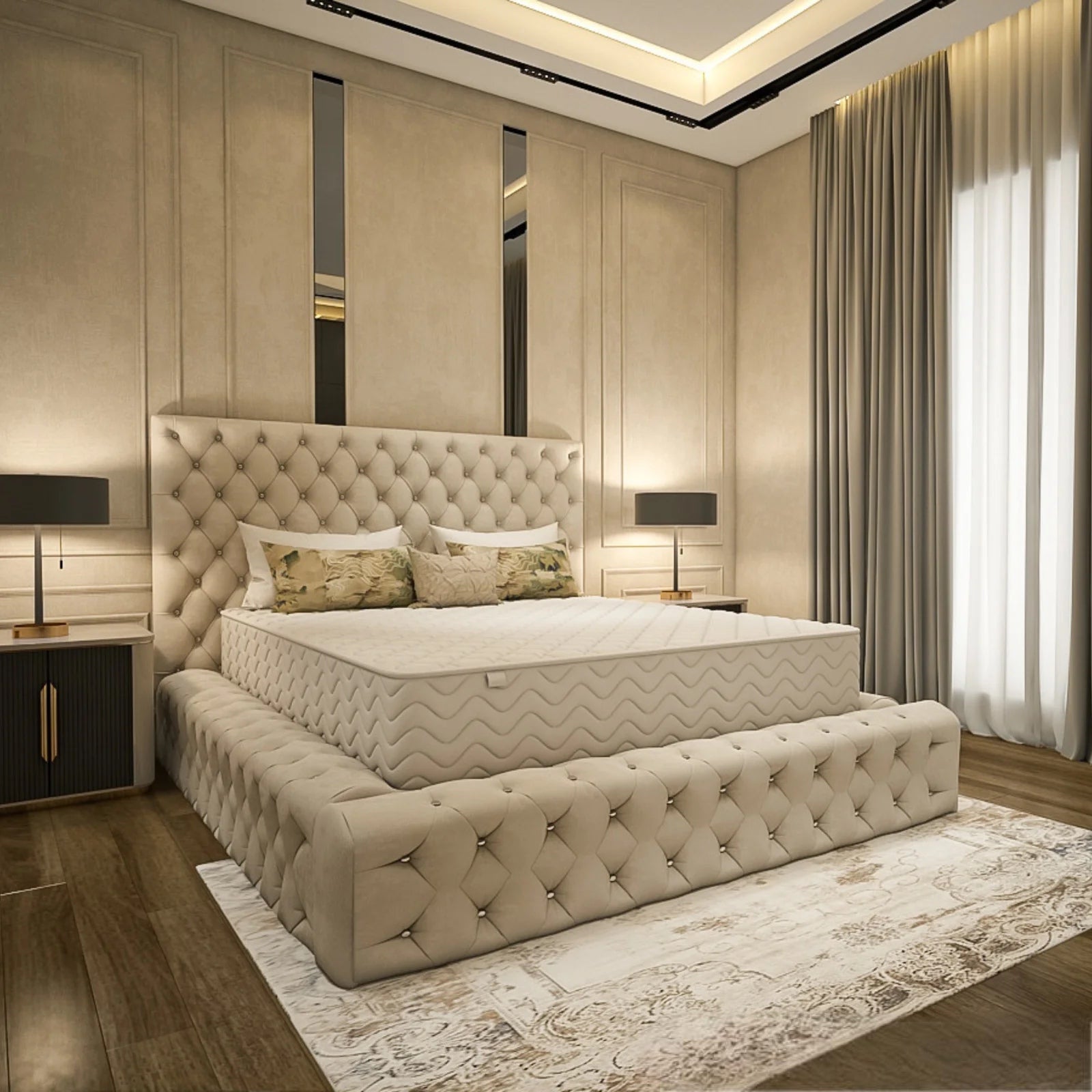 Luxurious Ambassador Chesterfield Velvet Bed Frame with Storage option available