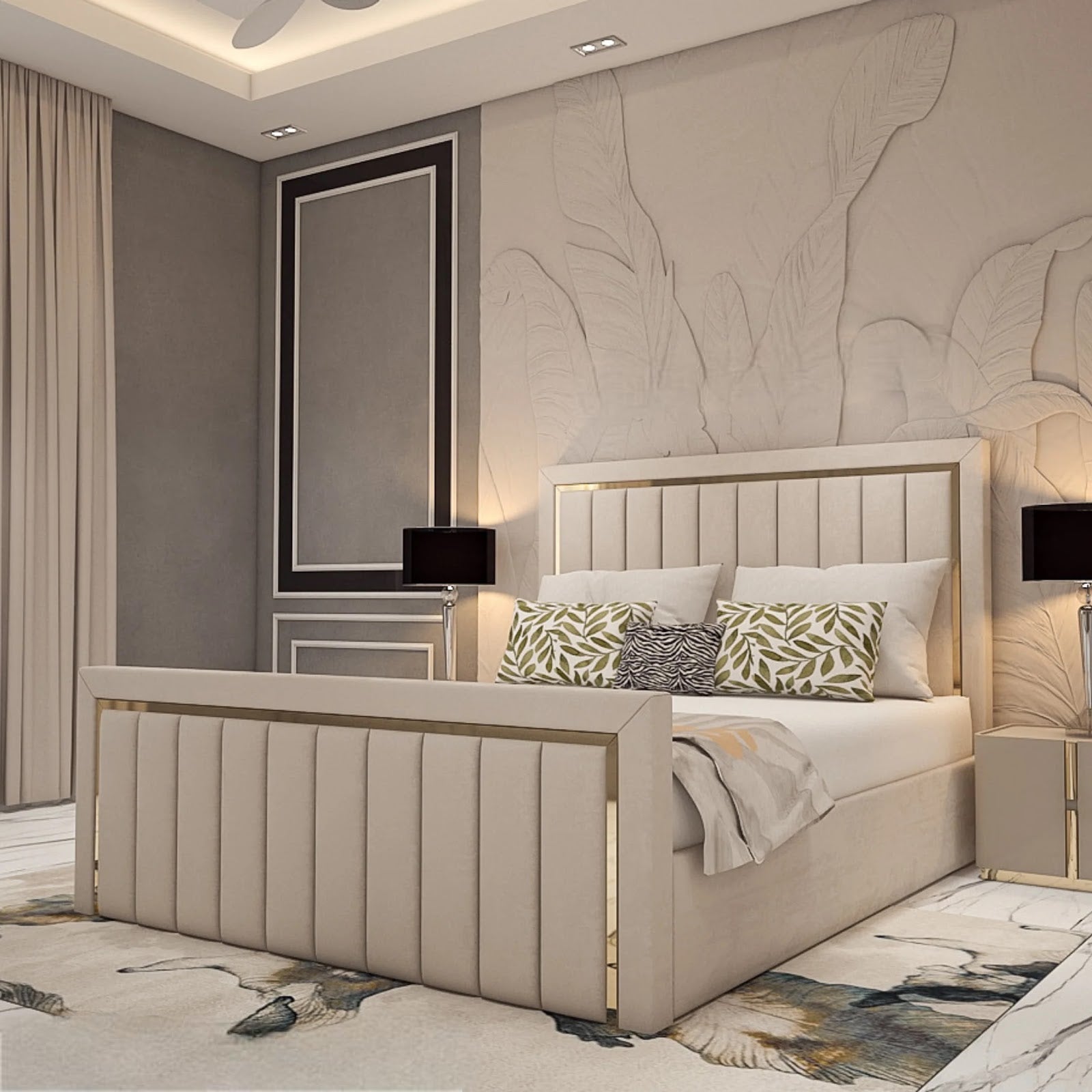 Kingston Strips Luxe Velvet Bed Frame with Storage option available